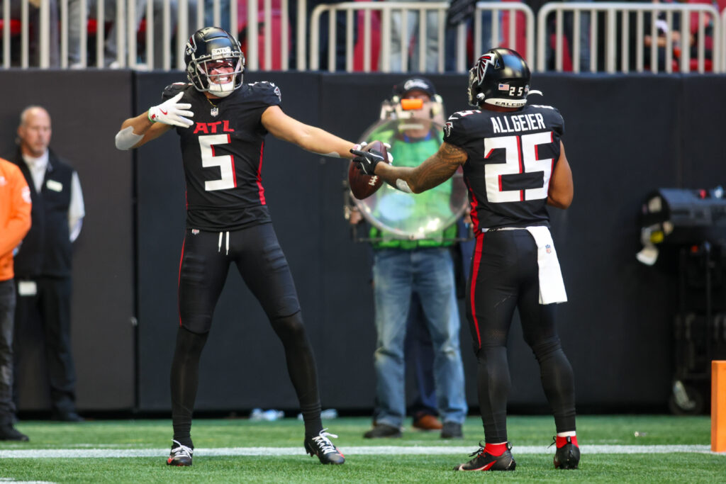 Atlanta Falcons wide receiver Drake London and running back Tyler Allgeier