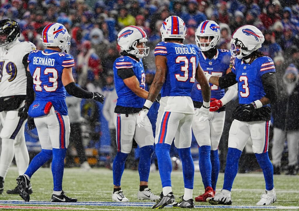 The Bills defensive line were a major factor in keeping the Baltimore Ravens from scoring during the Buffalo Bills divisional game against the Baltimore Ravens at Highmark Stadium.