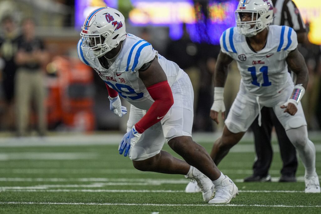 Mississippi Rebels defensive tackle JJ Pegues (89) against the Wake Forest Demon Deacons during the first half at Allegacy Federal Credit Union Stadium.