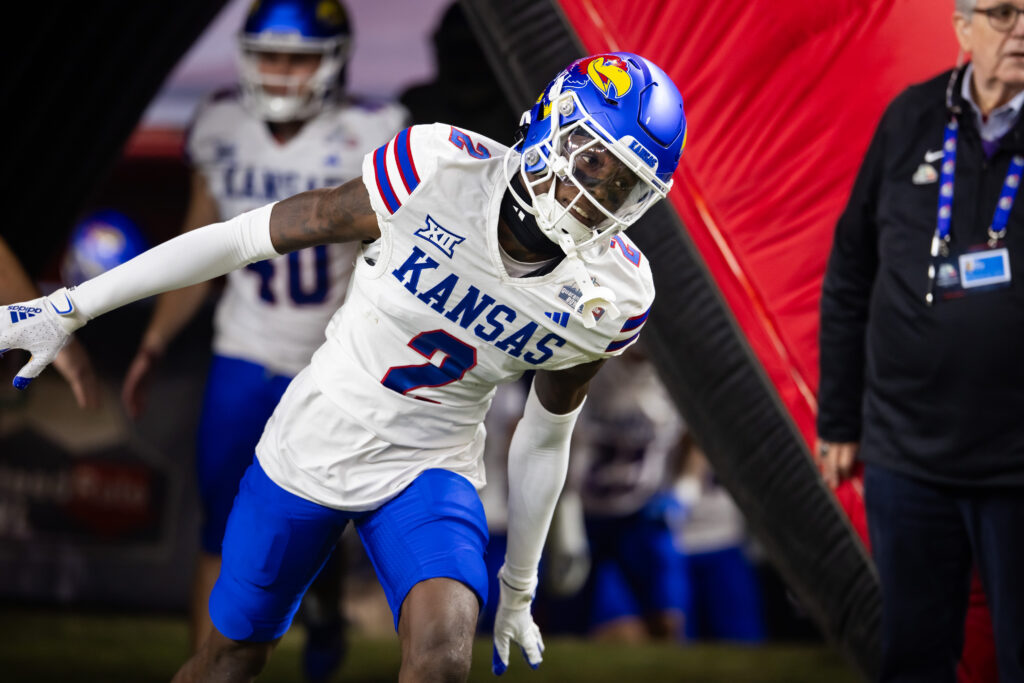 Kansas Jayhawks cornerback Cobee Bryant (2) against the UNLV Rebels in the Guaranteed Rate Bowl at Chase Field.