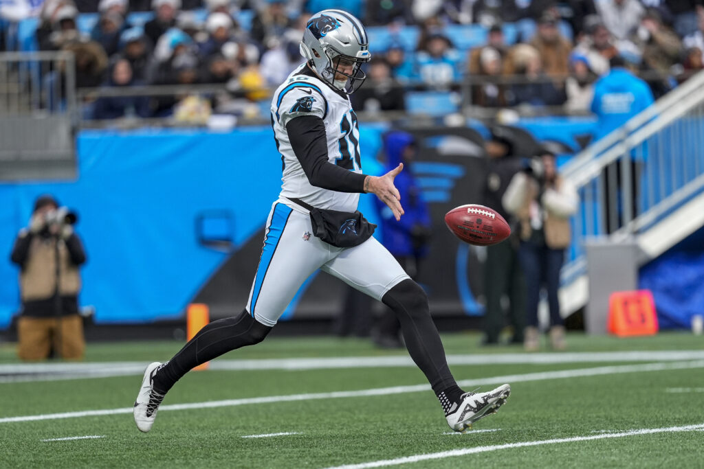 Carolina Panthers punter Johnny Hekker (10) during the second half against the Dallas Cowboys at Bank of America Stadium.